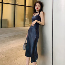 Load image into Gallery viewer, 2019 New Women Long Silk Dress Adjustable Spaghetti Strap Maxi Satin Slip Dresses Female Ladies Sexy V-neck Backless Maxi Dress